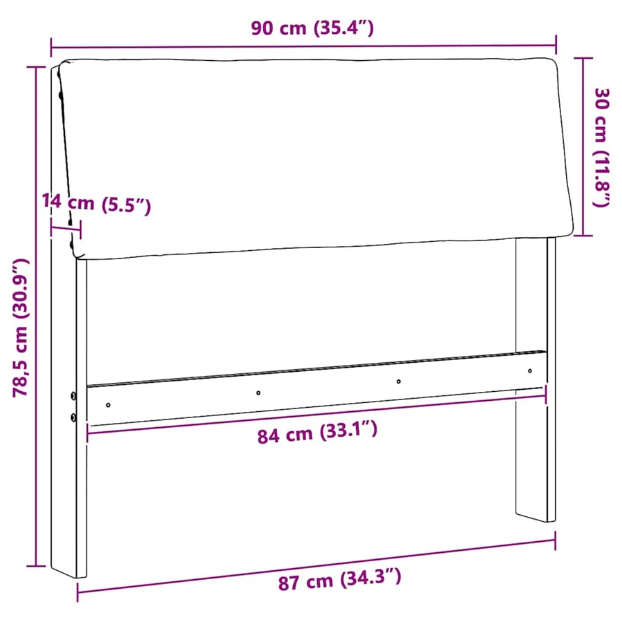 Tête de lit capitonnée Gris clair 90 cm Pin massif - 11