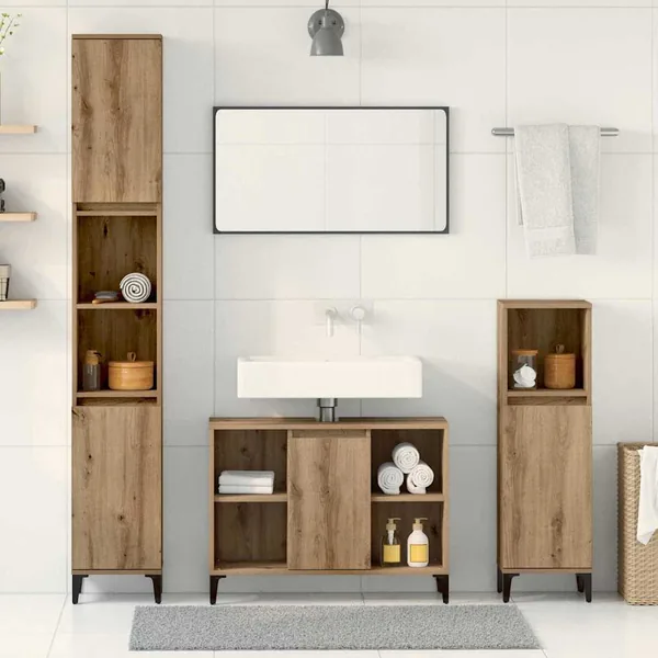 Ensemble de mobilier de salle de bain 3 pc Chêne artisanal