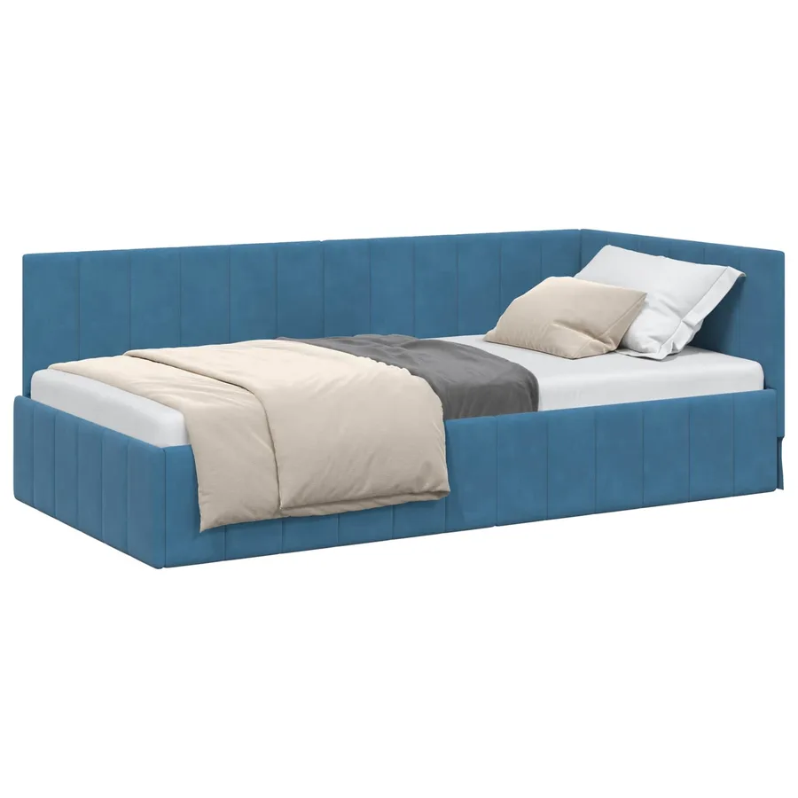 Cadre de lit d'angle Bleu 90 cm x 200 cm Velours - 2