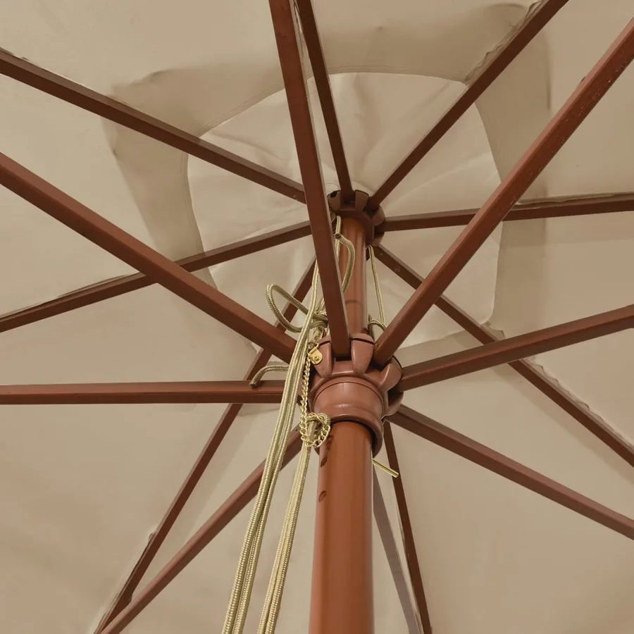 Parasol de jardin avec mât en bois taupe 300x300x273 cm - 5