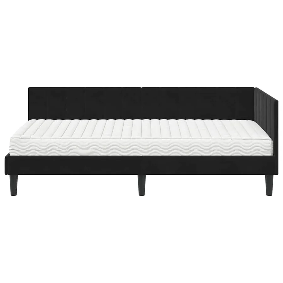 Cadre de lit d'angle avec matelas 2 pcs Noir Velours - 5