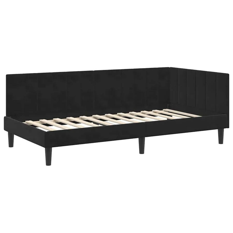 Cadre de lit d'angle avec matelas 2 pcs Noir Velours - 6