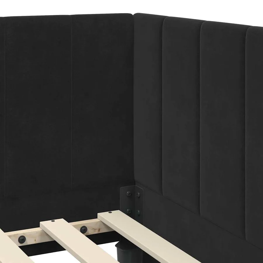 Cadre de lit d'angle avec matelas 2 pcs Noir Velours - 8