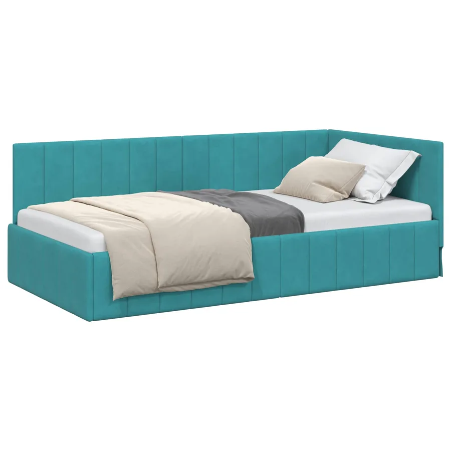 Cadre de lit d'angle Turquoise 100 cm x 200 cm Velours - 2