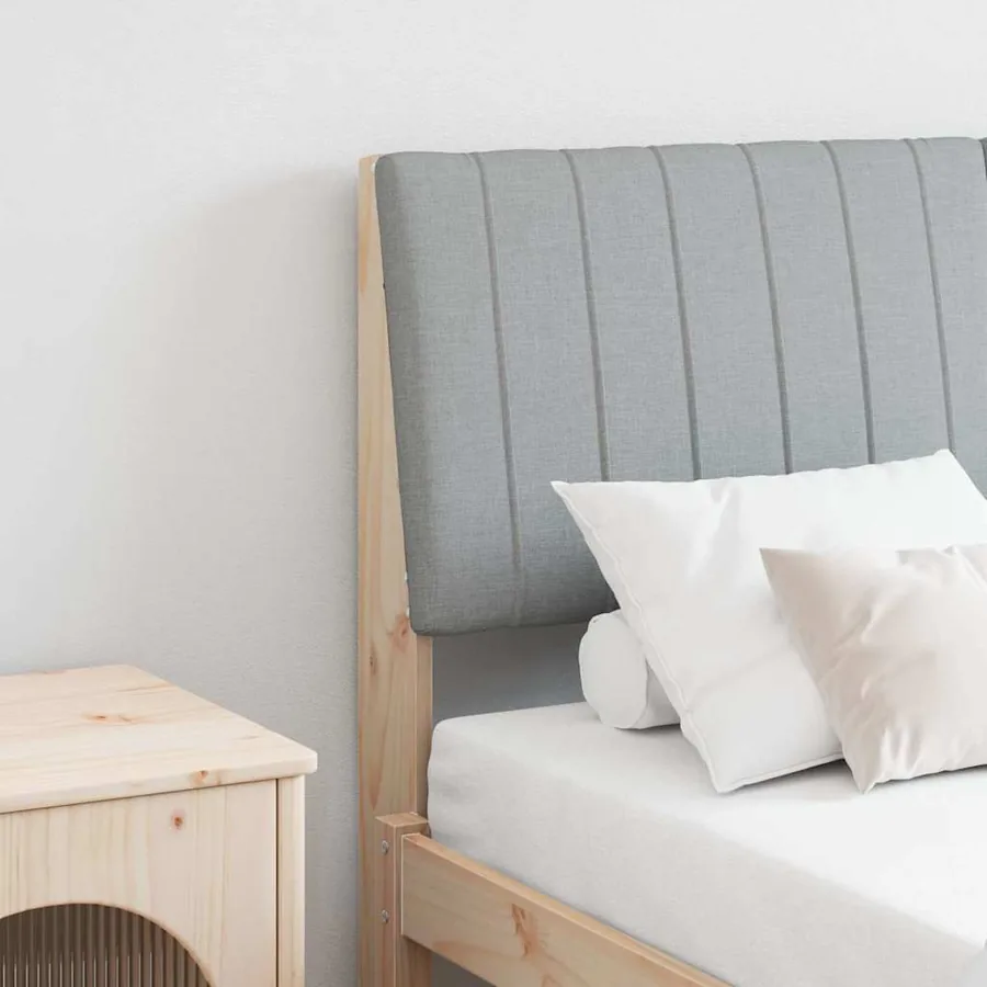 Tête de lit capitonnée Gris clair 140 cm Pin massif