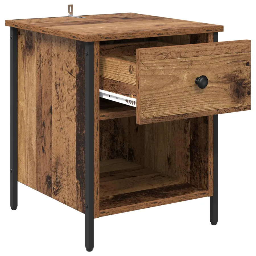 Cabinet de chevet avec tiroir 2 pcs Bois ancien 40 x 42 x 50 cm - 5