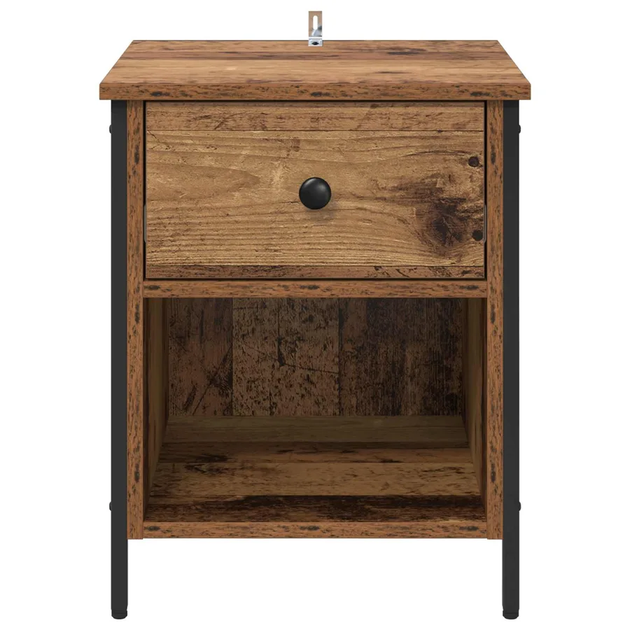 Cabinet de chevet avec tiroir 2 pcs Bois ancien 40 x 42 x 50 cm - 7