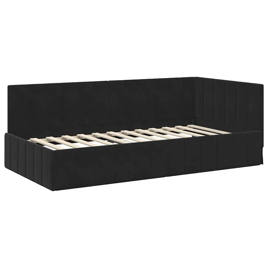 Cadre de lit d'angle avec matelas 2 pcs Noir Velours - 6