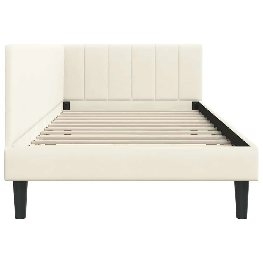 Cadre de lit d'angle Crème 100 cm x 200 cm Velours - 6