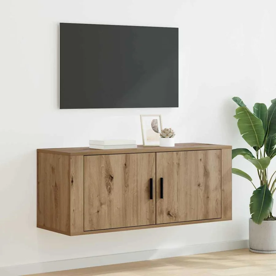 Meuble TV mural 100 x 34,5 x 40 cm Chêne artisanal