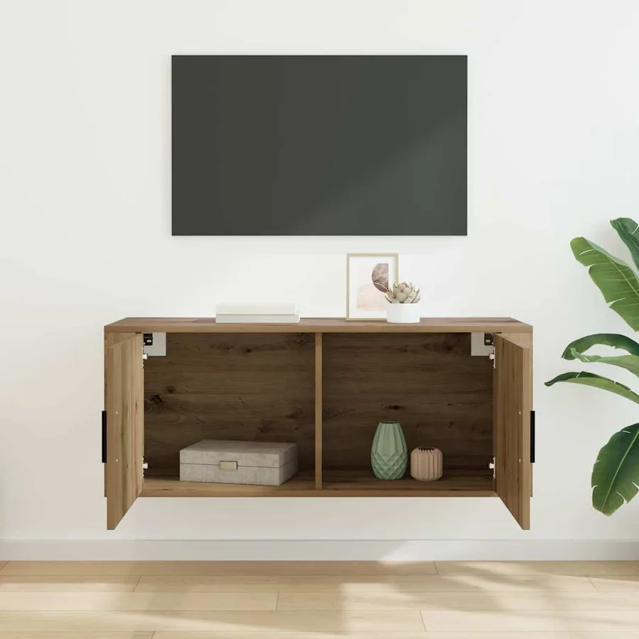 Meuble TV mural 100 x 34,5 x 40 cm Chêne artisanal - 4