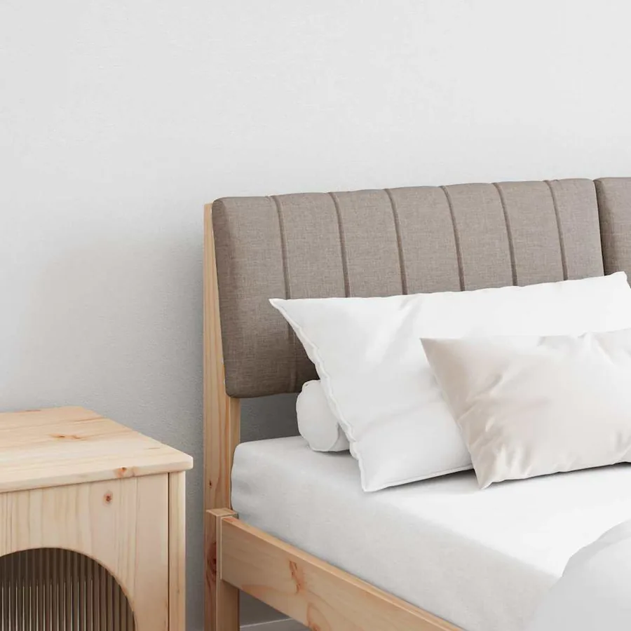 Tête de lit capitonnée Taupe 140 cm Pin massif