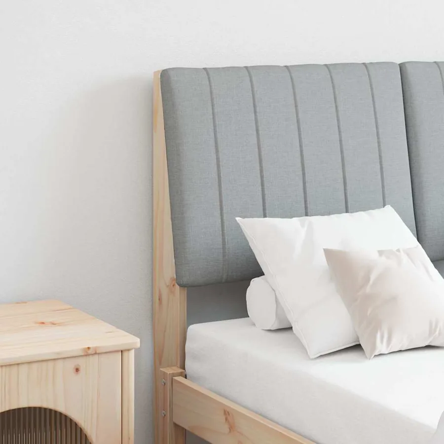 Tête de lit capitonnée Gris clair 120 cm Pin massif