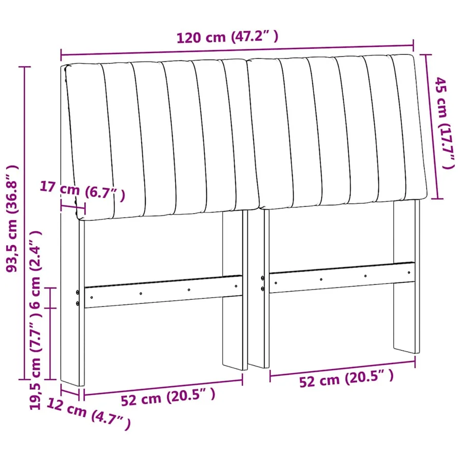Tête de lit capitonnée Gris clair 120 cm Pin massif - 11