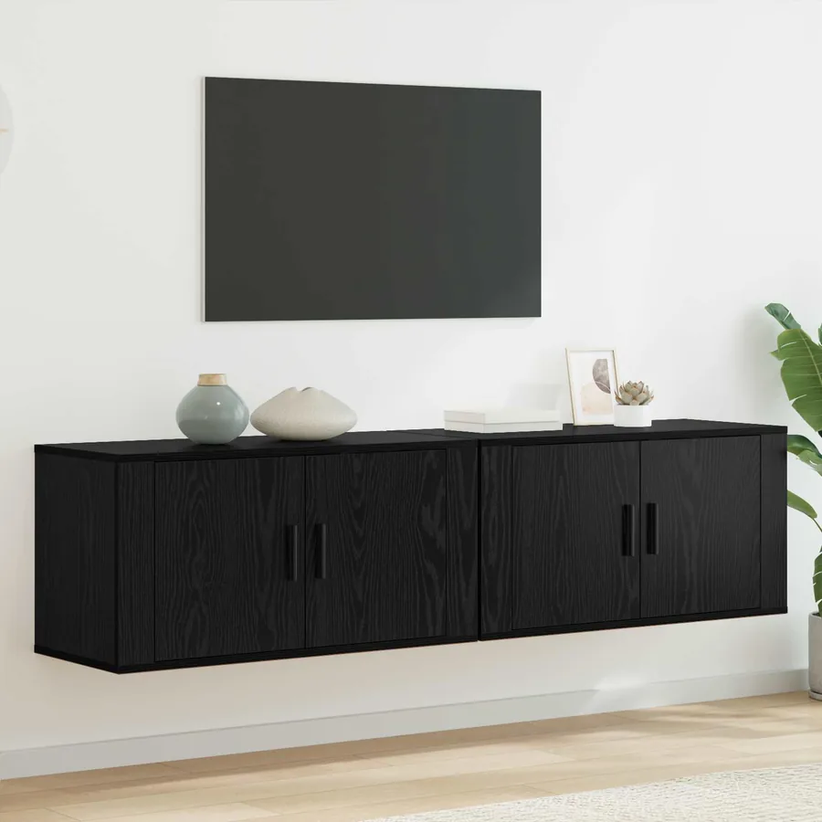 Ensemble de meuble TV mural 2 pcs Chêne noir 80 x 34,5 x 40 cm
