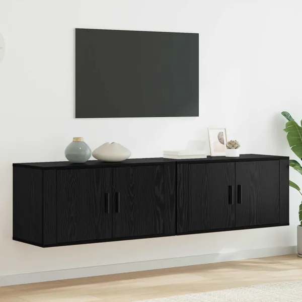 Ensemble de meuble TV mural 2 pcs Chêne noir 80 x 34,5 x 40 cm