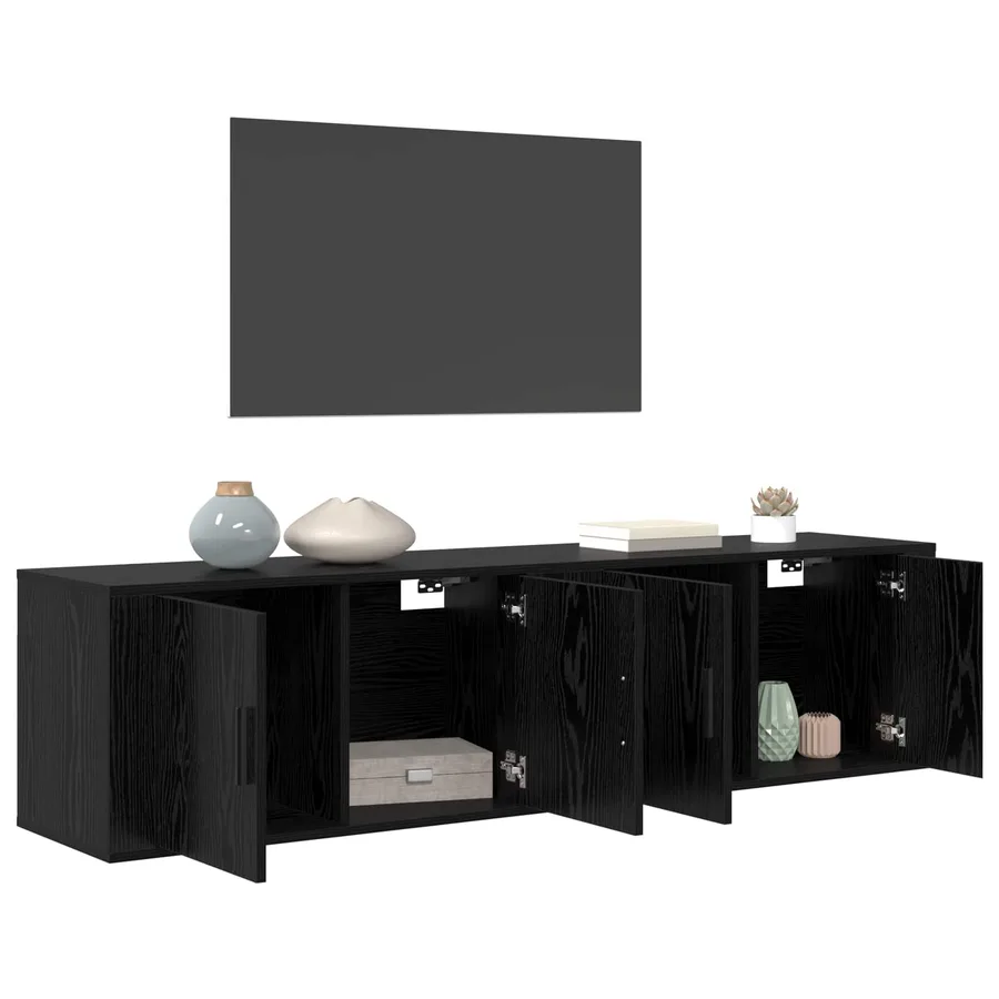 Ensemble de meuble TV mural 2 pcs Chêne noir 80 x 34,5 x 40 cm - 3