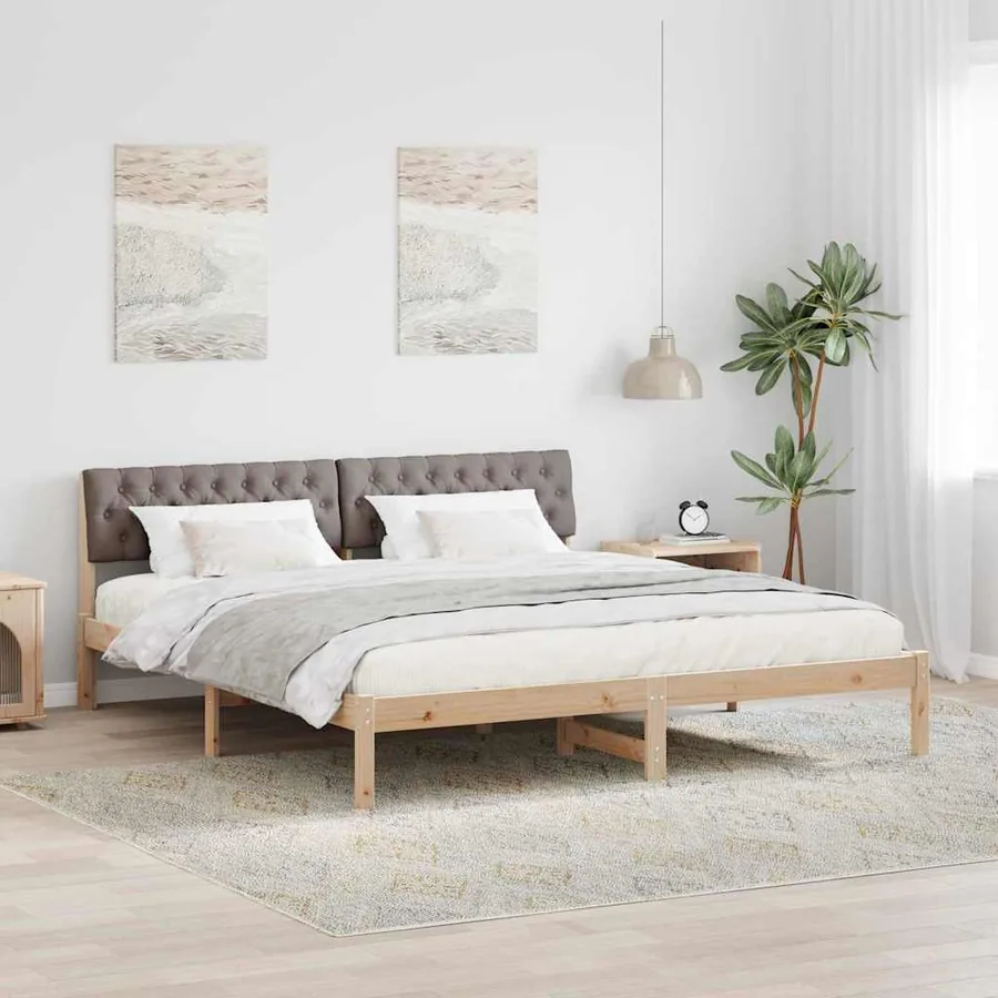 Cadre de lit Marron et taupe 180 x 200 cm Bois massif en pin