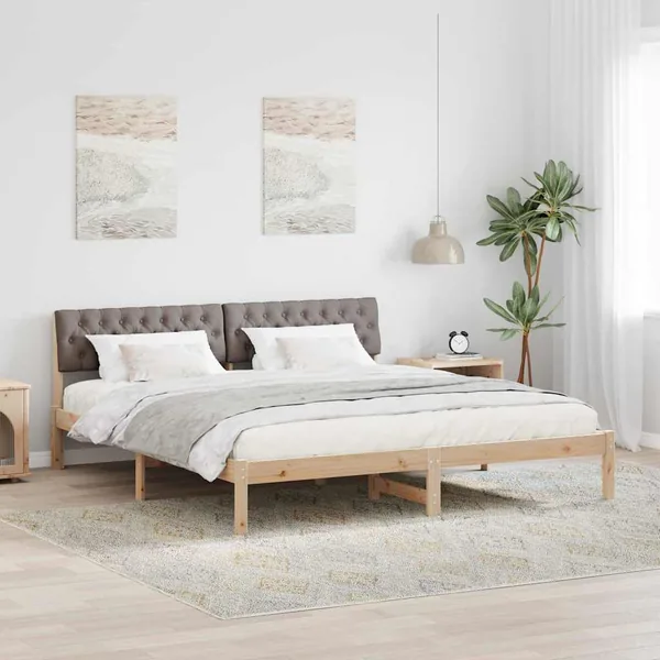 Cadre de lit Marron et taupe 180 x 200 cm Bois massif en pin