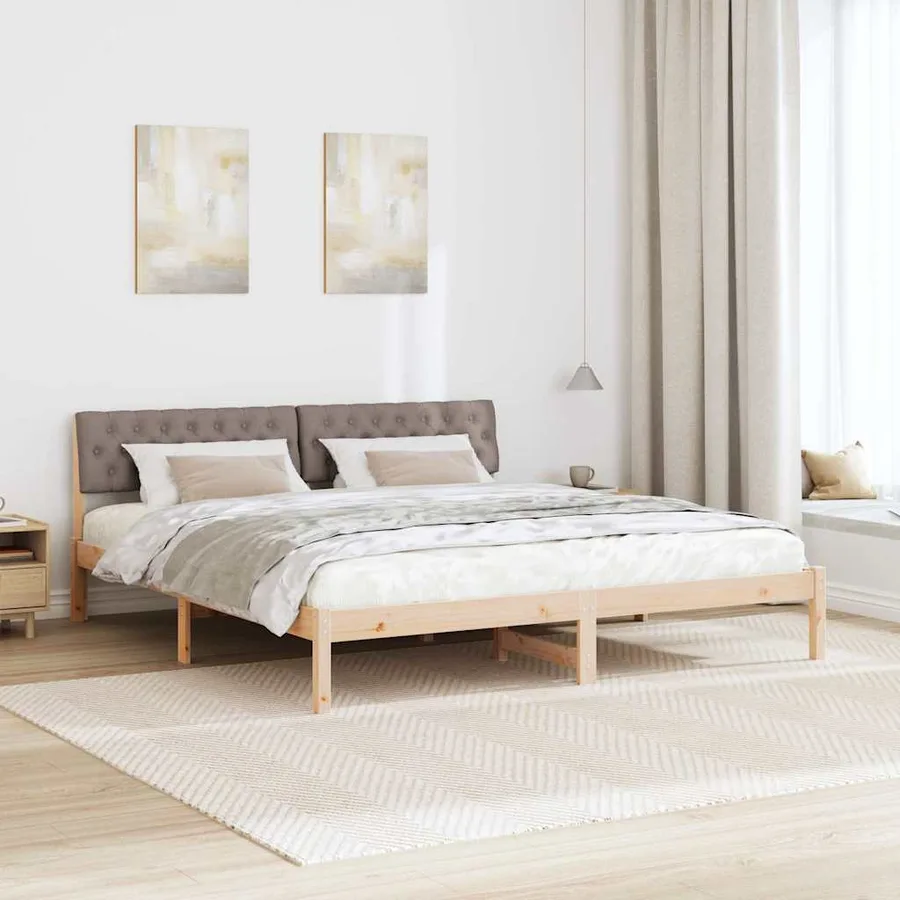 Cadre de lit Marron et taupe 180 x 200 cm Bois massif en pin - 4