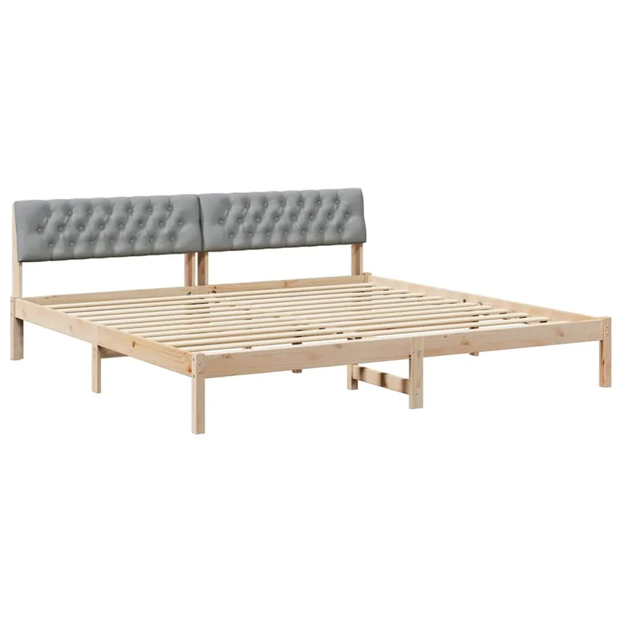 Cadre de lit avec tête de lit Marron et gris clair 200 x 200 cm - 2