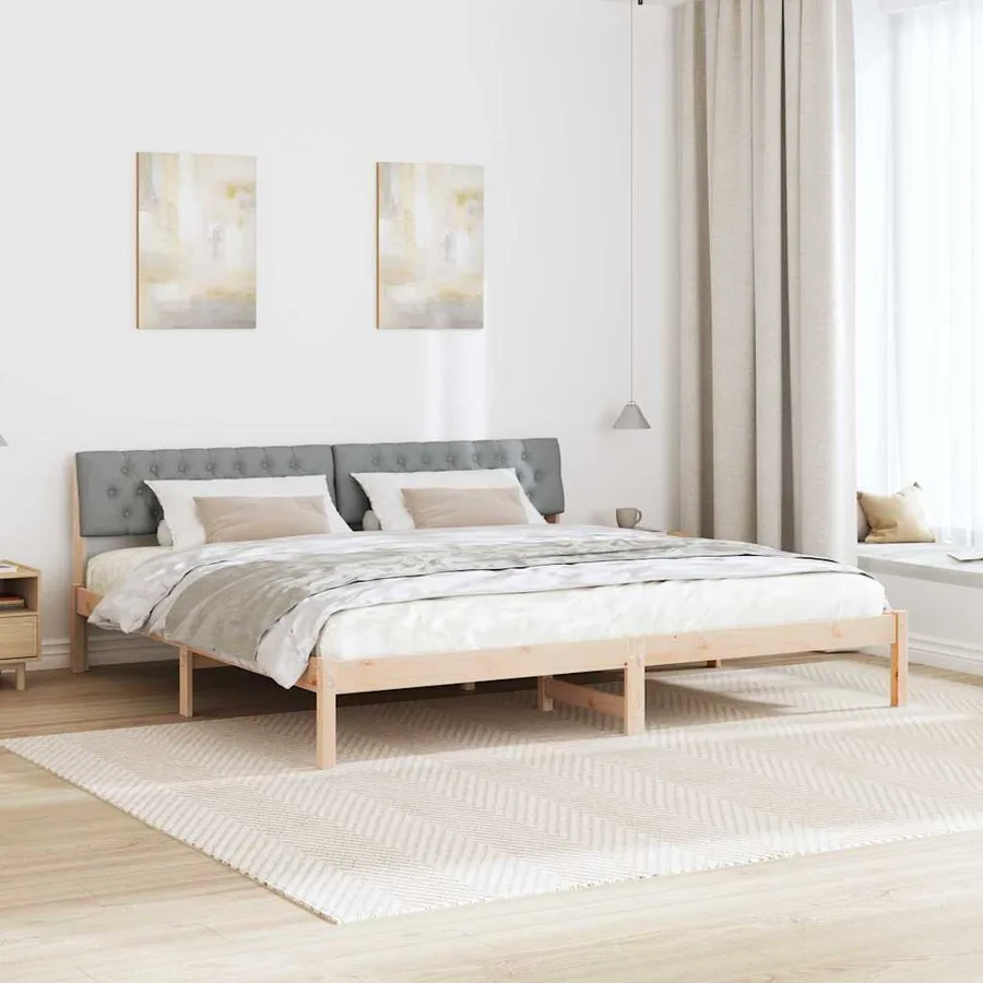 Cadre de lit avec tête de lit Marron et gris clair 200 x 200 cm - 4