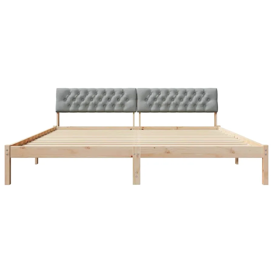 Cadre de lit avec tête de lit Marron et gris clair 200 x 200 cm - 5