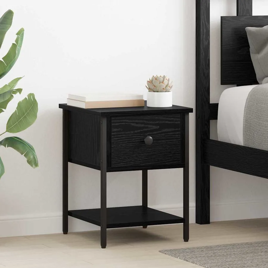 Table de chevet avec tiroir 2 pcs Chêne noir 34 x 35,5 x 45 cm