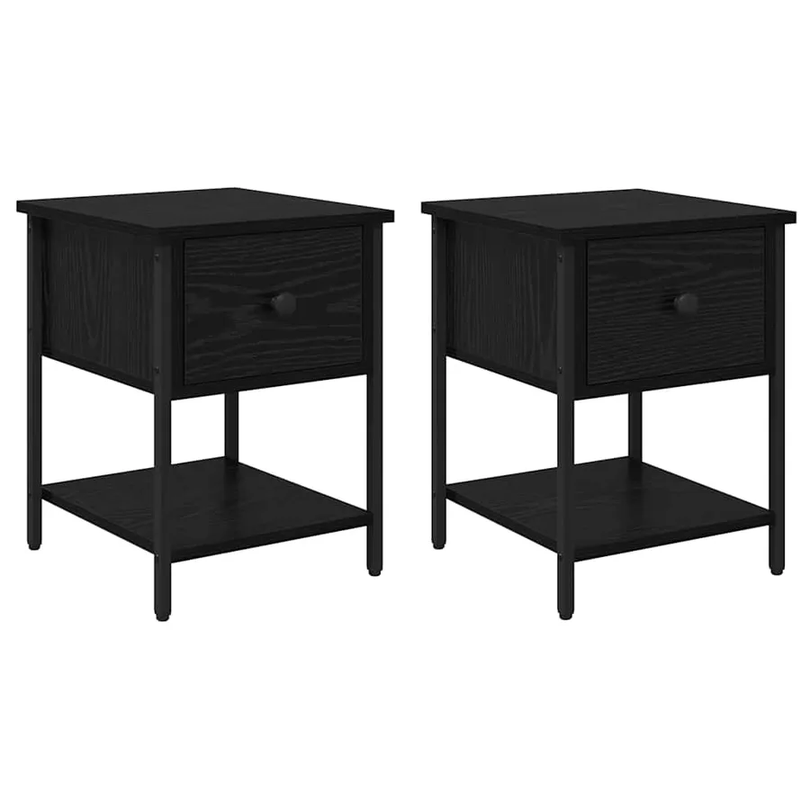 Table de chevet avec tiroir 2 pcs Chêne noir 34 x 35,5 x 45 cm - 2