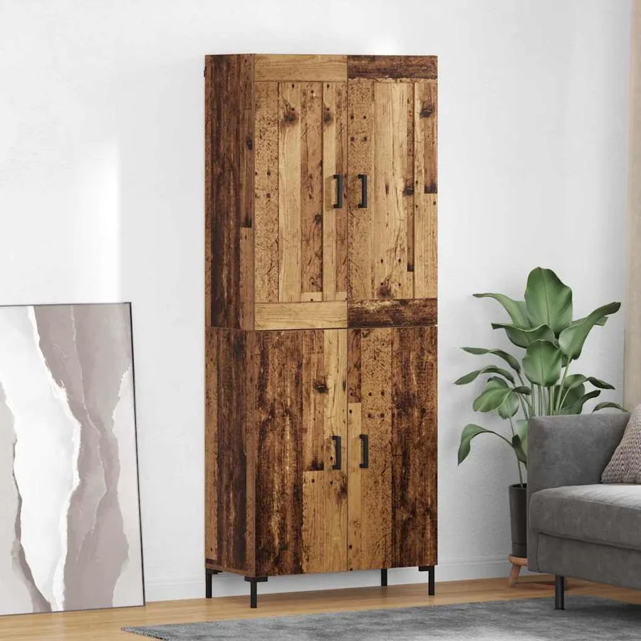 Haut Armoire 2 pcs Bois Ancien Bois d'ingénierie