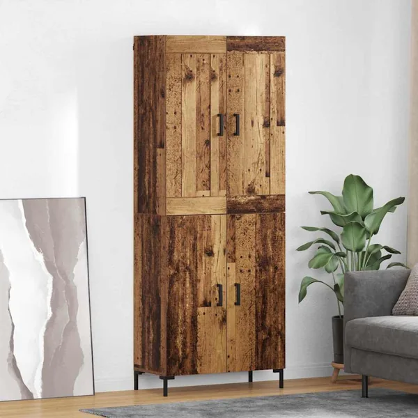 Haut Armoire 2 pcs Bois Ancien Bois d'ingénierie