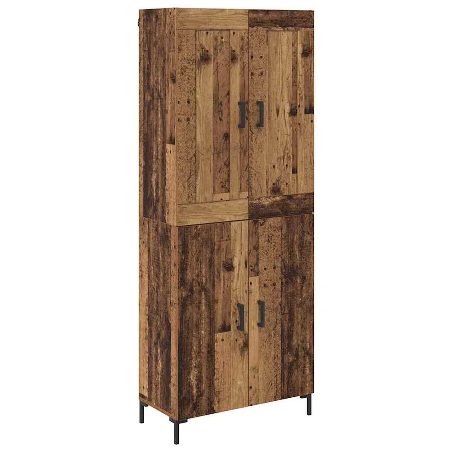 Haut Armoire 2 pcs Bois Ancien Bois d'ingénierie - 2