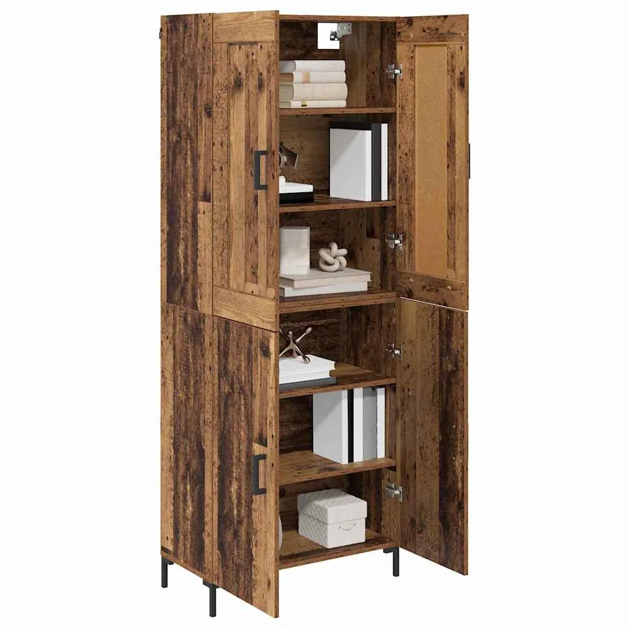 Haut Armoire 2 pcs Bois Ancien Bois d'ingénierie - 3
