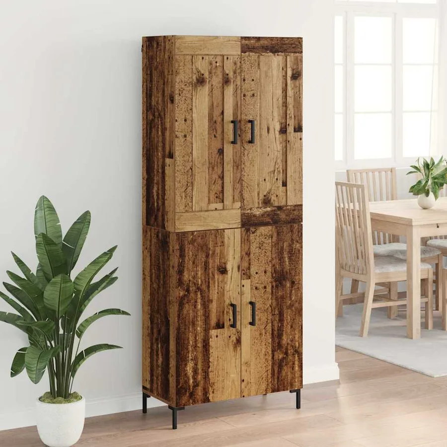 Haut Armoire 2 pcs Bois Ancien Bois d'ingénierie - 4