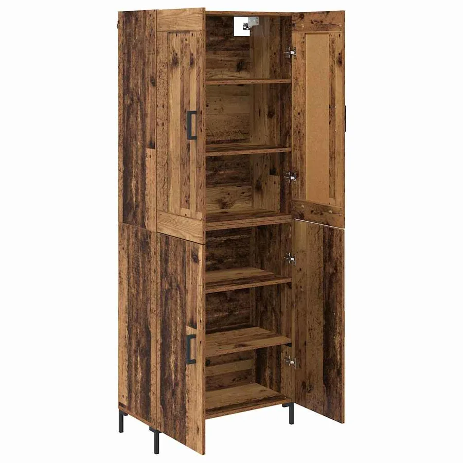 Haut Armoire 2 pcs Bois Ancien Bois d'ingénierie - 5