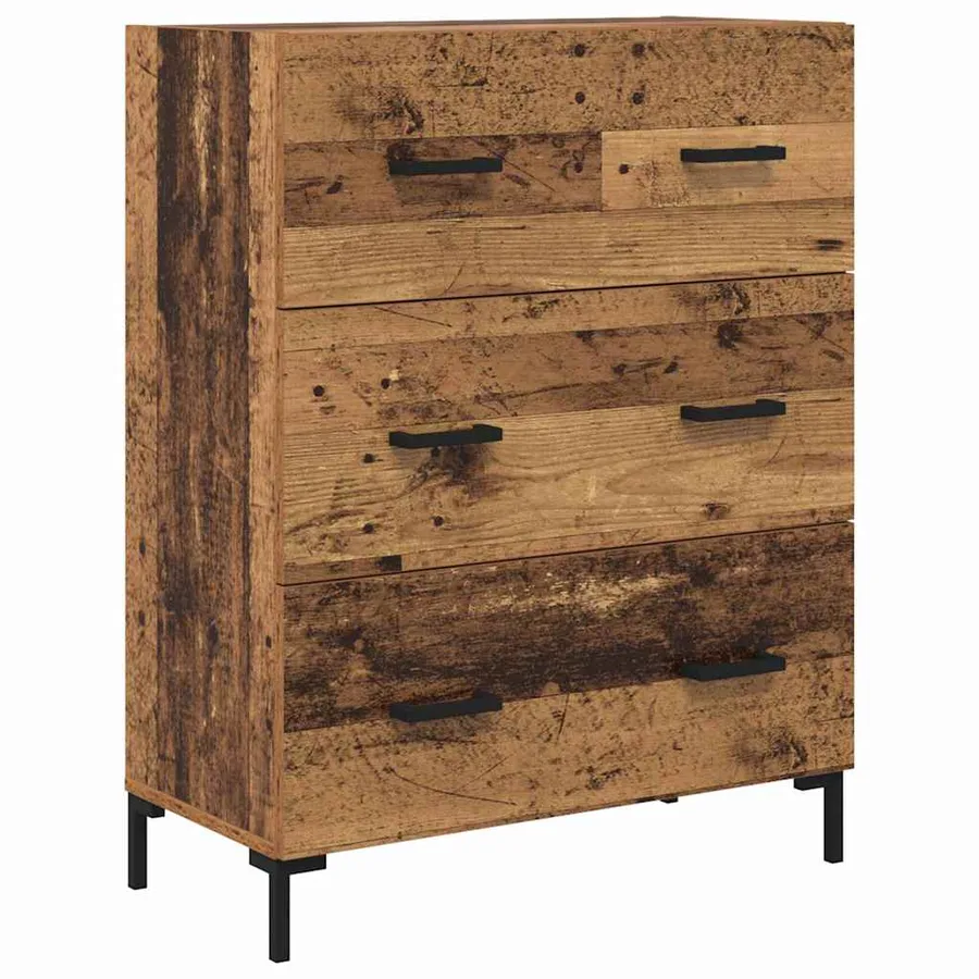 Haut Armoire avec tiroir 2 pcs Bois Ancien Bois d'ingénierie - 6