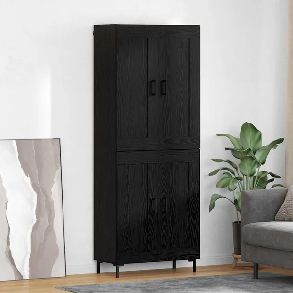 Haut Armoire 2 pcs Chêne noir Bois d'ingénierie