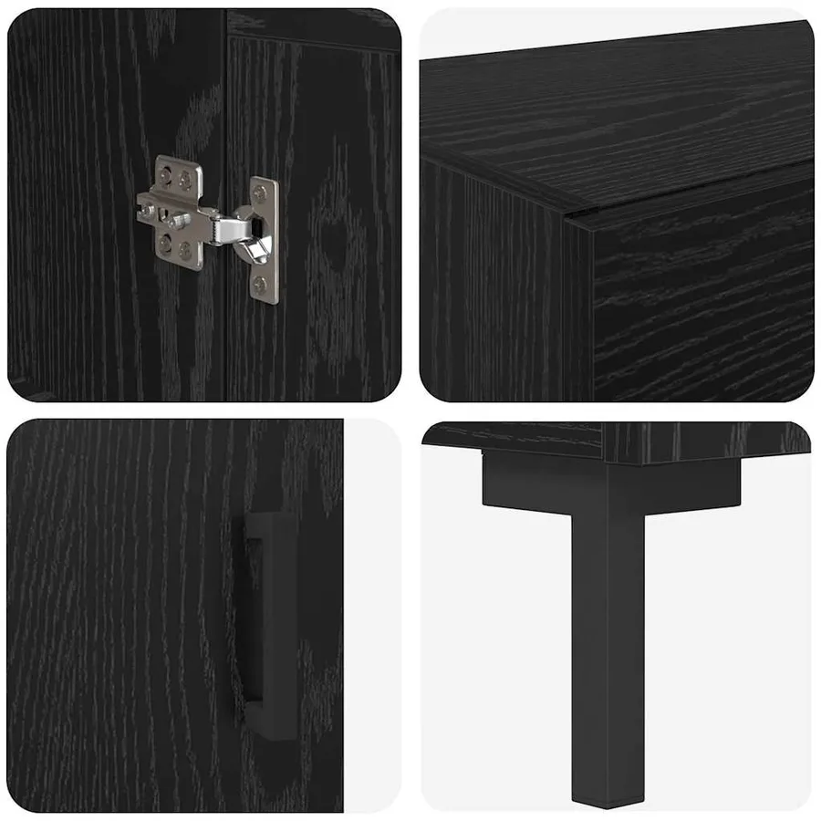Haut Armoire 2 pcs Chêne noir Bois d'ingénierie - 11