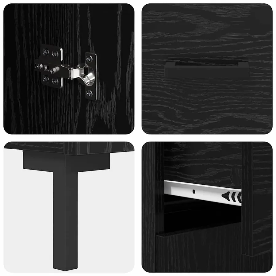 Haut Armoire avec tiroir 2 pcs Chêne noir Bois d'ingénierie - 11