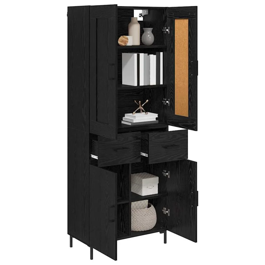 Haut Armoire avec tiroir 2 pcs Chêne noir Bois d'ingénierie - 3
