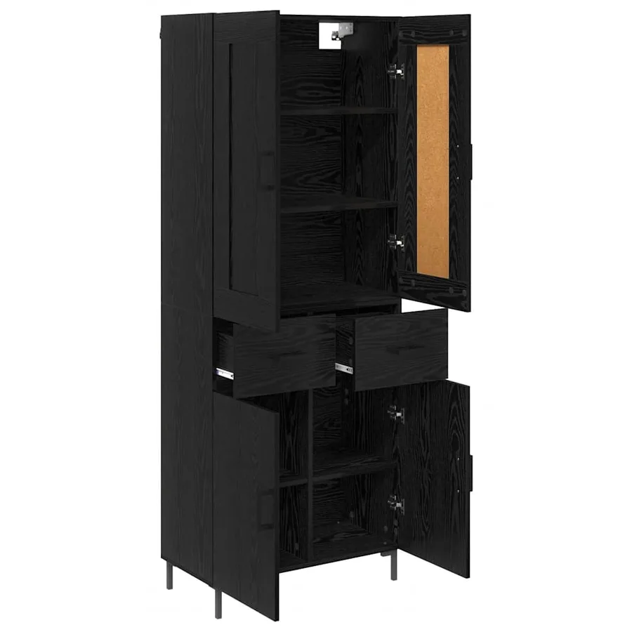 Haut Armoire avec tiroir 2 pcs Chêne noir Bois d'ingénierie - 5
