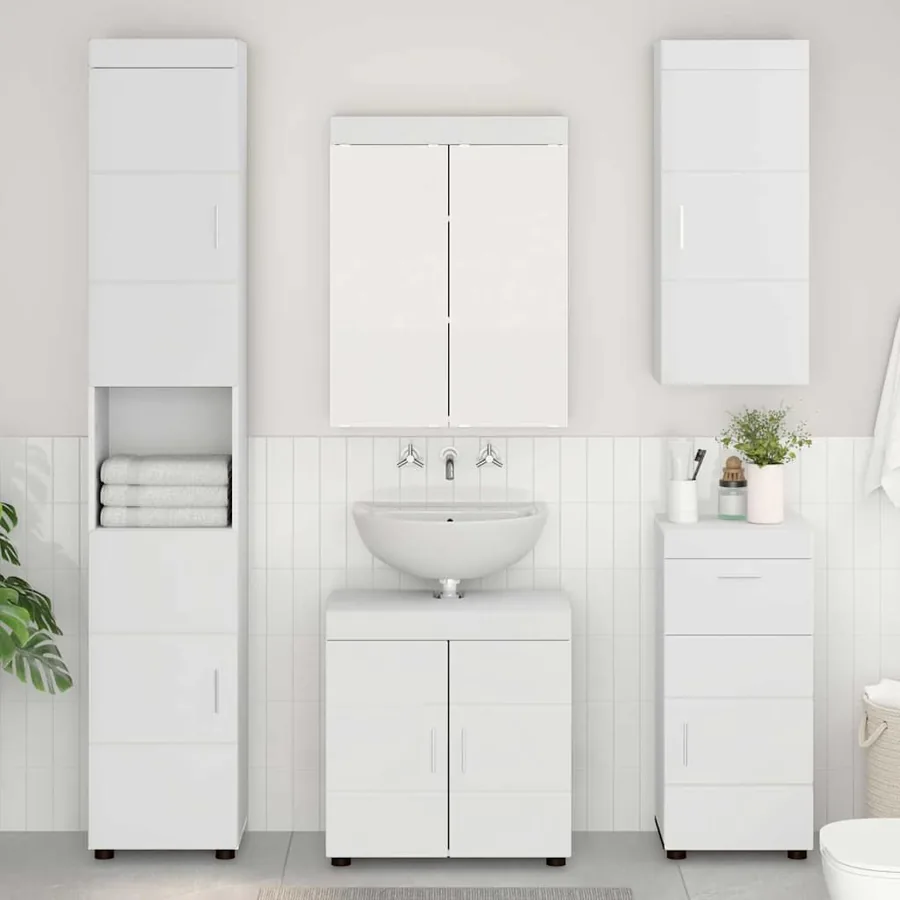 Ensemble de mobilier de salle de bain TULUM 5 pcs Blanc