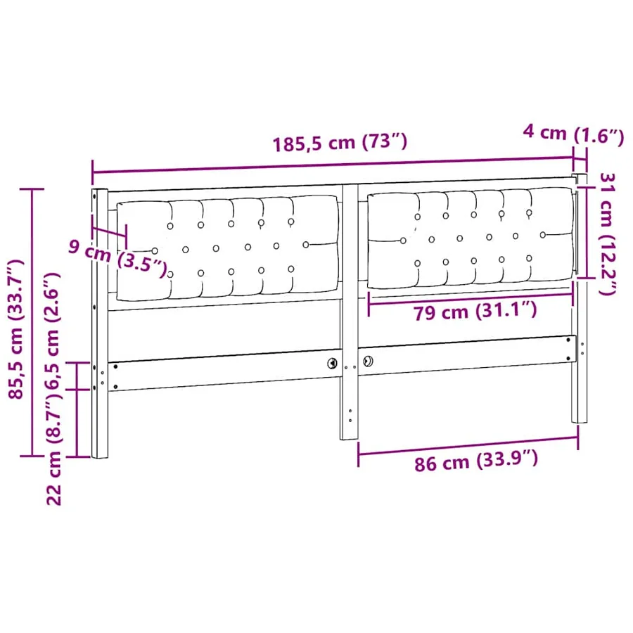 Tête de lit Autre Blanc et gris clair 180 cm Bois massif en pin - 11