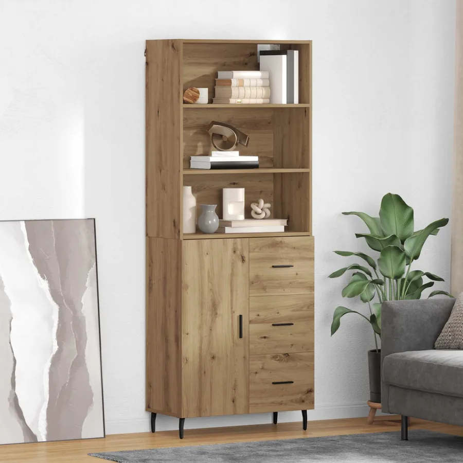 Haut Armoire 2 pcs Chêne artisanal 69,5 x 32,5 x 180 cm