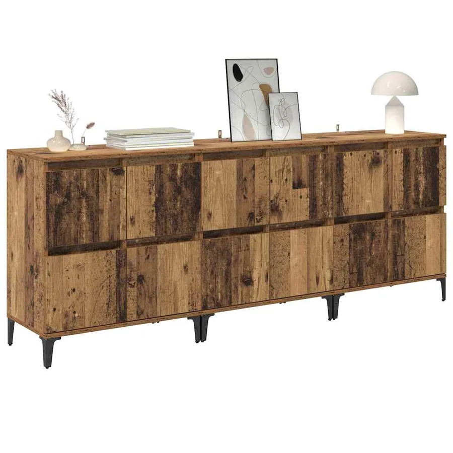 Buffets 3 pcs Bois Ancien 60 x 35 x 70 cm Bois d'ingénierie - 3