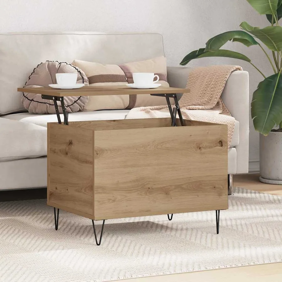 Table basse Chêne artisanal 60 x 44,5 x 45 cm Bois d'ingénierie - 4