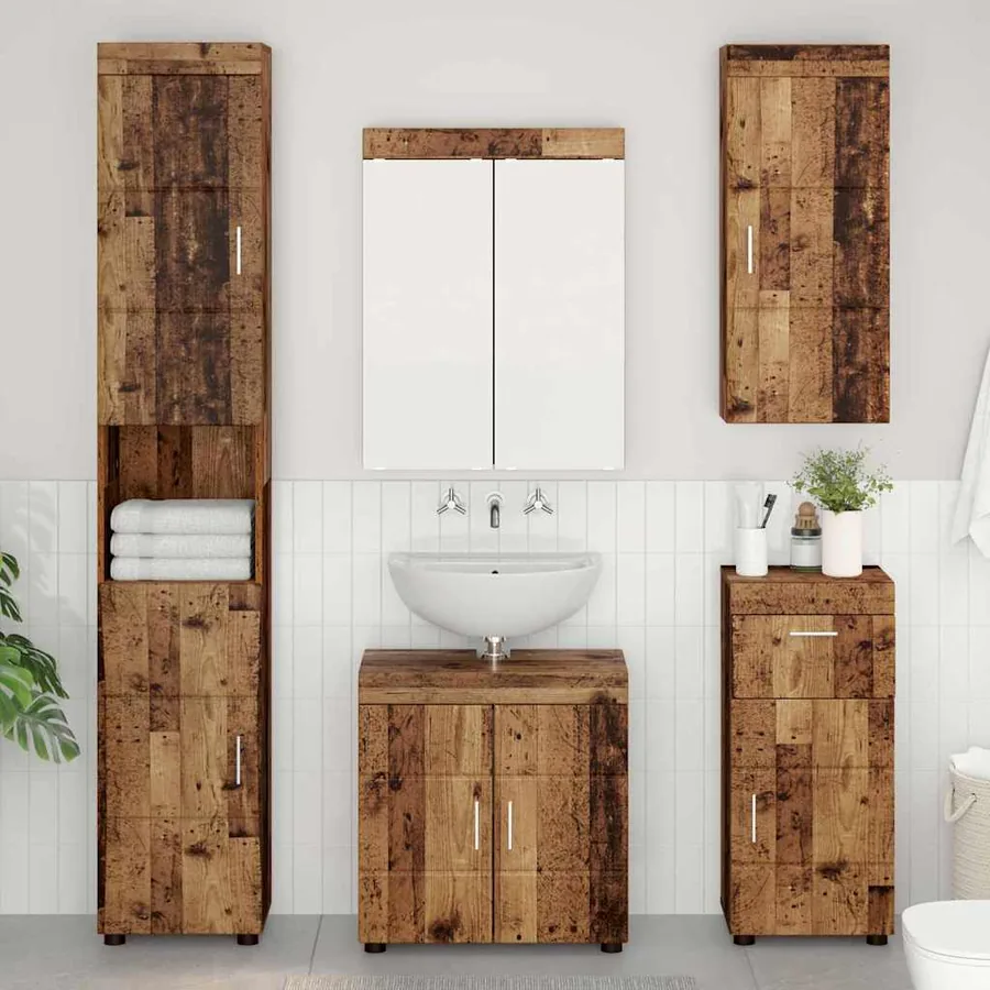 Armoire murale de salle de bain avec étagère TULUM Bois ancien