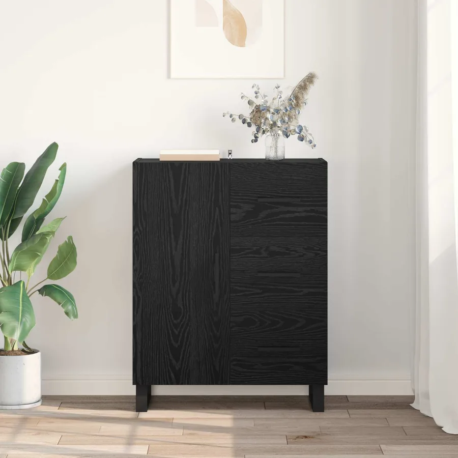 Buffet Chêne noir 69,5 x 34 x 90 cm Bois d'ingénierie et fer - 4