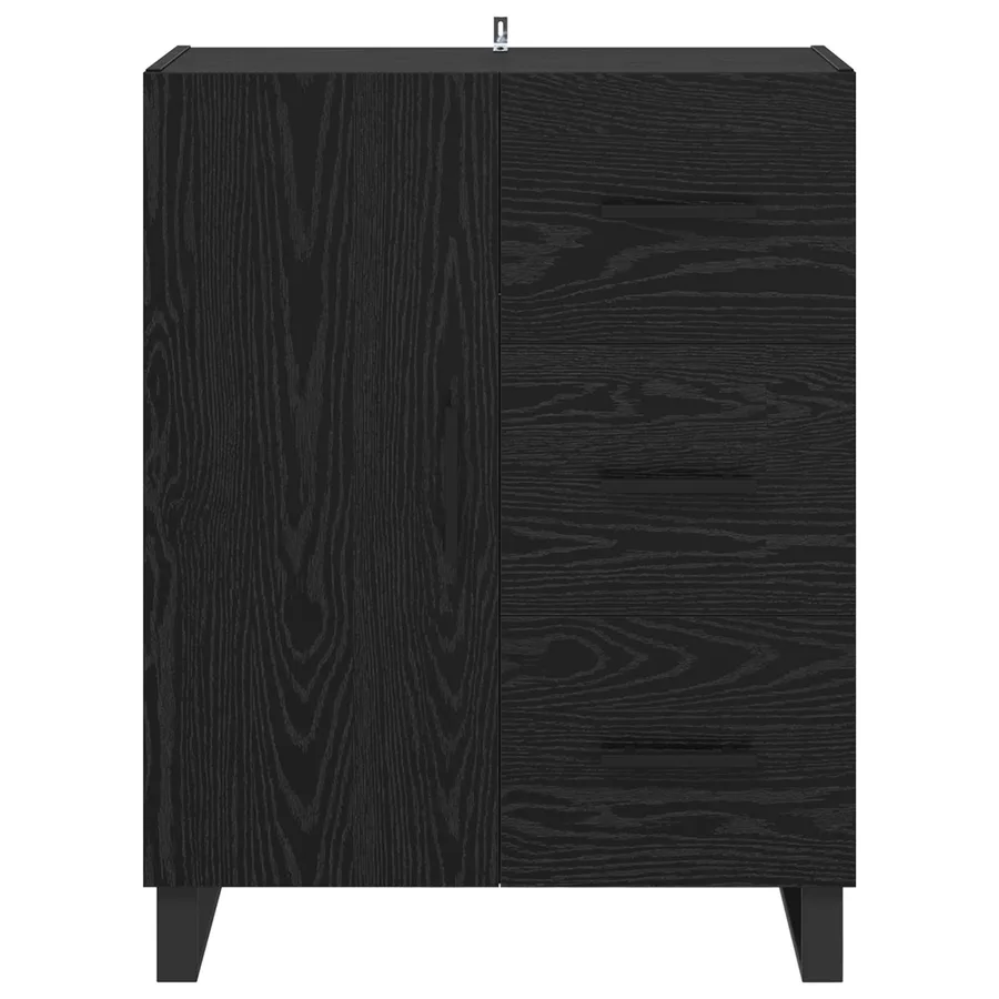 Buffet Chêne noir 69,5 x 34 x 90 cm Bois d'ingénierie et fer - 6