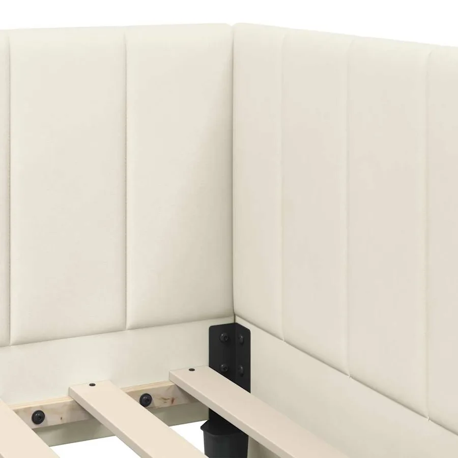 Cadre de lit d'angle avec matelas 2 pcs Crème Velours - 10